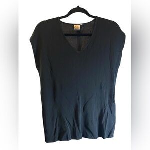 VTG BLACK KNIT CAP SLEEVE SHORT TOP MATCHING PALAZZO PANTS ON MY PAGE L/XL